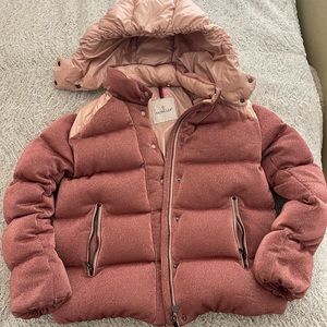 Moncler youth size 14 pink glitter down hooded coat